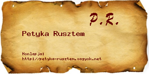 Petyka Rusztem névjegykártya